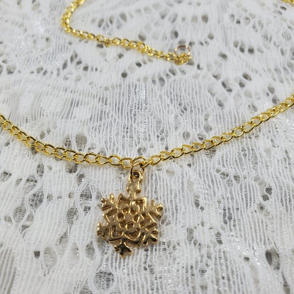 Stainless Steel Gold Snowflake hand-made necklace - Picture 7 of 12
